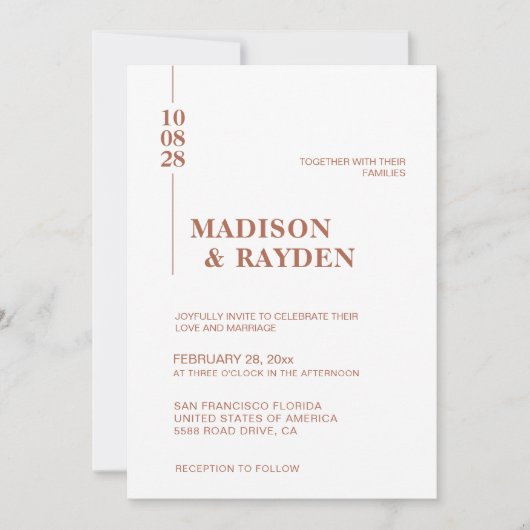 Einfache Minimalistische Terracotta Bold Script We Einladung (Vorderseite)