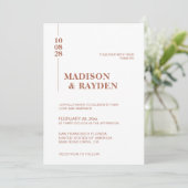 Einfache Minimalistische Terracotta Bold Script We Einladung (Stehend Vorderseite)