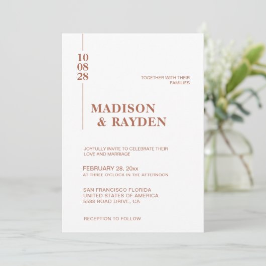 Einfache Minimalistische Terracotta Bold Script We Einladung (Stehend Vorderseite)