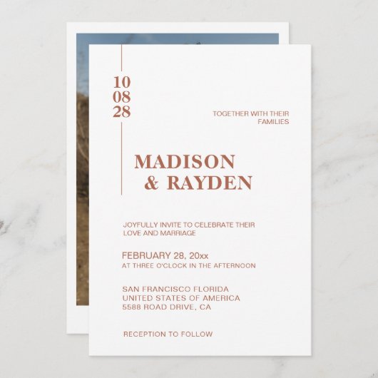 Einfache Minimalistische Terracotta Bold Script We Einladung (Vorne/Hinten)