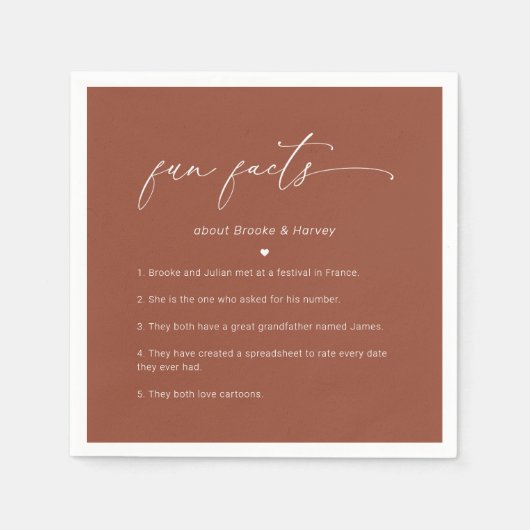 Einfache Minimalistische Terracotta Fun Fakten Hoc Serviette (Vorderseite)