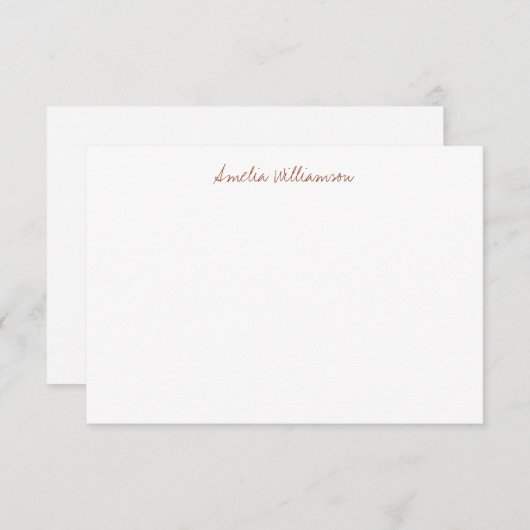 Einfache Minimalistische Terracotta-Handschrift Dankeskarte (Vorne/Hinten)