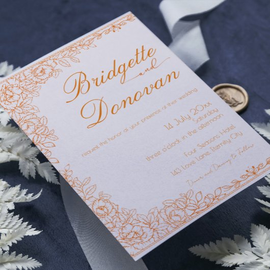 Einfache Minimalistische Terracotta Hochzeit Einla Einladung