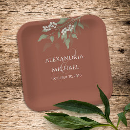 Einfache Minimalistische Terracotta Hochzeitskalli Pappteller