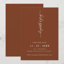 Einfache Minimalistische Terracotta Save the Date Ankündigung