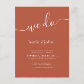 Einfache Minimalistische Terracotta Virtual We do  Einladungspostkarte (Vorderseite)