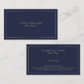 Einfache minimalistische Tin-Gold-Grenze auf blau Visitenkarte (Vorne/Hinten)