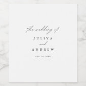 Einfache minimalistische trendige Skripthochzeit Weinetikett (Einzelnes Label)