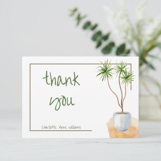 Einfache Minimalistische tropische Pflanze dank Ka Dankeskarte (Stehend Vorderseite)