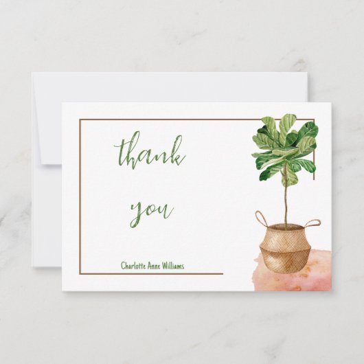 Einfache Minimalistische tropische Pflanze Dankeskarte (Vorderseite)