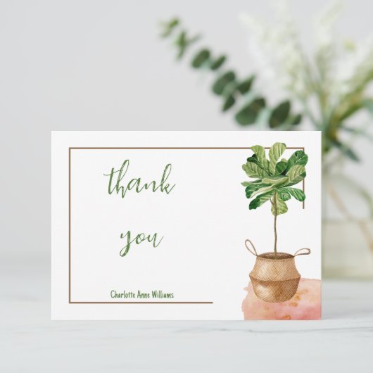 Einfache Minimalistische tropische Pflanze Dankeskarte (Stehend Vorderseite)