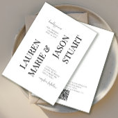 Einfache Minimalistische Typografie Black QR Code Einladung