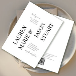 Einfache Minimalistische Typografie Black QR Code Einladung