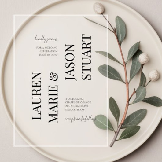 Einfache Minimalistische Typografie Black Wedding Acryleinladungen