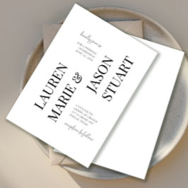 Einfache Minimalistische Typografie Black Wedding Einladung