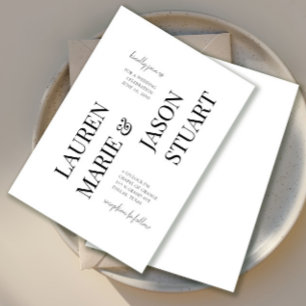 Einfache Minimalistische Typografie Black Wedding Einladung