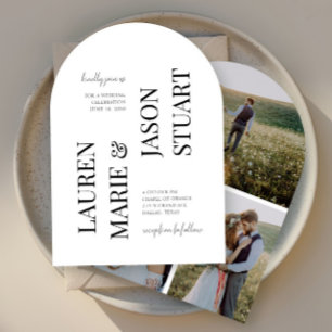 Einfache Minimalistische Typografie Black Wedding Einladung