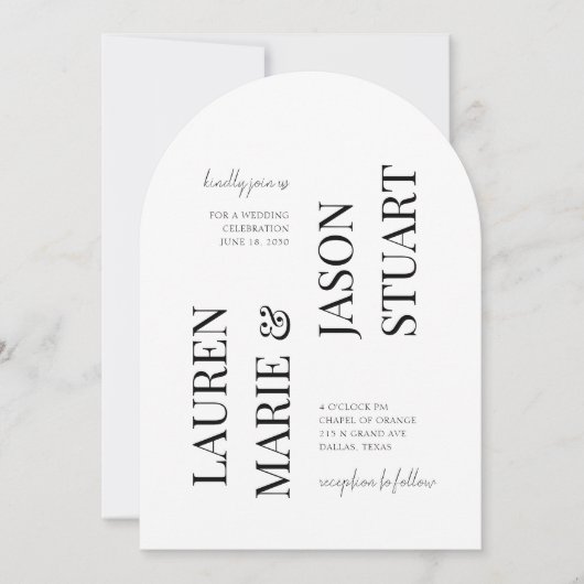 Einfache Minimalistische Typografie Black Wedding Einladung (Vorderseite)