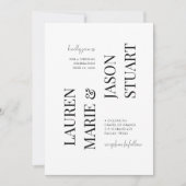 Einfache Minimalistische Typografie Black Wedding Einladung (Vorderseite)