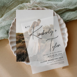 Einfache minimalistische Typografie lässige Hochze Pergament Einladungen