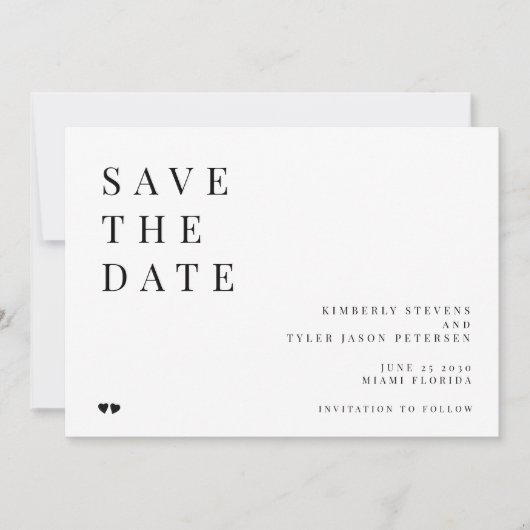 Einfache minimalistische Typografie, moderne Hochz Save The Date (Vorderseite)
