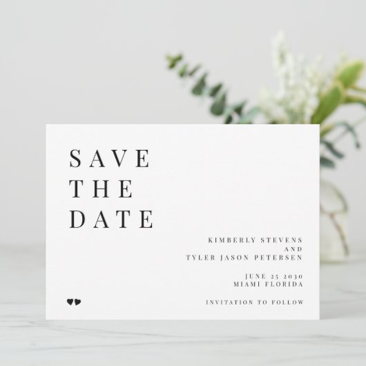 Einfache minimalistische Typografie, moderne Hochz Save The Date (Stehend Vorderseite)
