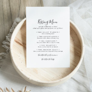Einfache Minimalistische Wedding Kissing Menu Game