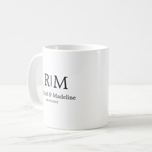 Einfache Minimalistische Wedding Monogram Black Kaffeetasse (Vorderseite Links)