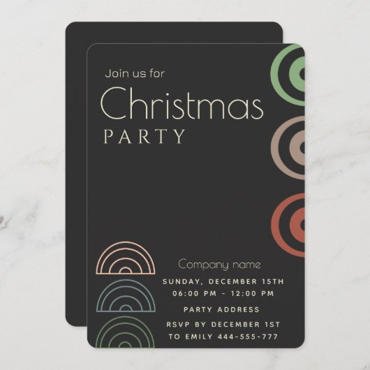 Einfache minimalistische Weihnachten Einladung (Vorne/Hinten)