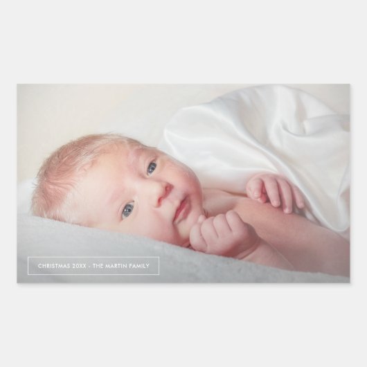 Einfache Minimalistische Weihnachts-Foto-Aufkleber Rechteckiger Aufkleber (Vorderseite)