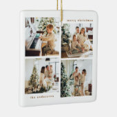 Einfache Minimalistische Weihnachts-Vier-Foto-Typo Keramikornament (Rechts)