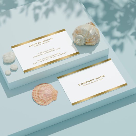 Einfache minimalistische Weißgoldenakzente Visitenkarte