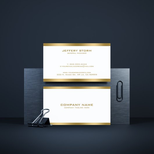 Einfache minimalistische Weißgoldenakzente Visitenkarte