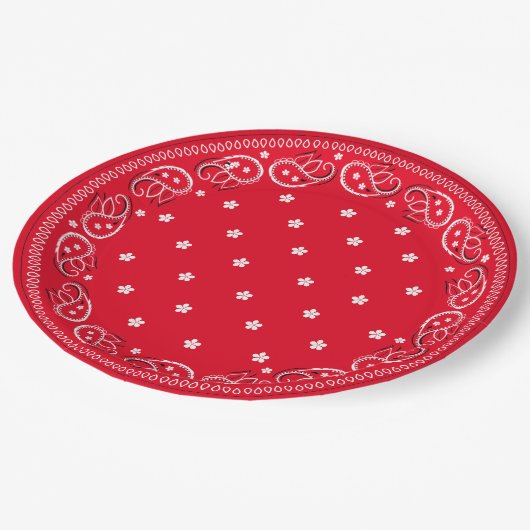 Einfache Minimalistische Whimsikraut Rustikal Red  Pappteller (Schrägansicht)