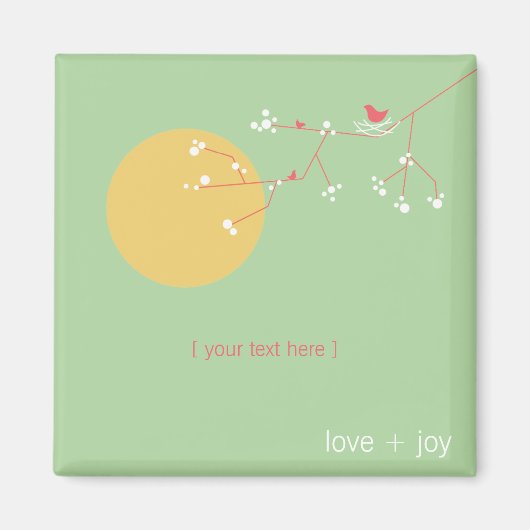 Einfache Minimalistische Whimsistische Nistvögel & Magnet (Vorne)