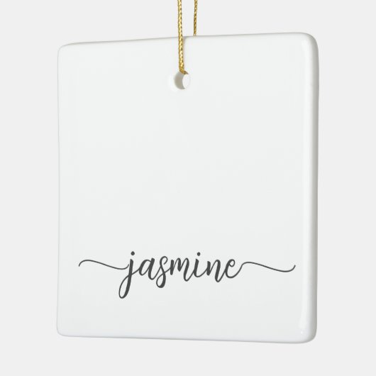 Einfache Minimalistische White Monogram Name Scrip Keramikornament (Links)