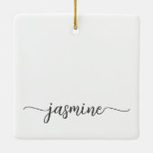 Einfache Minimalistische White Monogram Name Scrip Keramikornament (Rückseite)