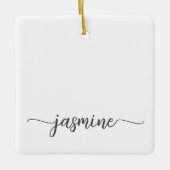 Einfache Minimalistische White Monogram Name Scrip Keramikornament (Vorderseite)