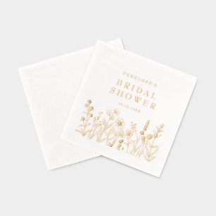 Einfache Minimalistische Wildblume Brautparty Gold Servietten Mit Folie