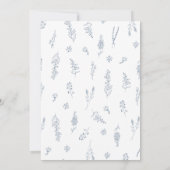 Einfache Minimalistische Wildblume Dusty Blue Wedd Einladung (Rückseite)