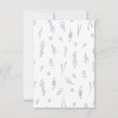 Einfache Minimalistische Wildblume Dusty Blue Wedd RSVP Karte (Rückseite)