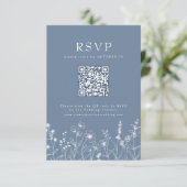 Einfache Minimalistische Wildblume QR-Code RSVP Karte (Stehend Vorderseite)