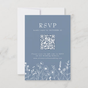 Einfache Minimalistische Wildblume QR-Code RSVP Karte