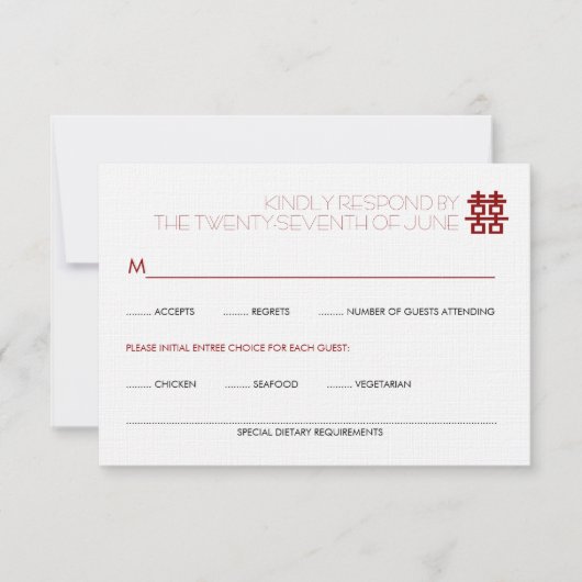 Einfache Minimalistische Zweitglücksszenierung Chi RSVP Karte (Vorderseite)