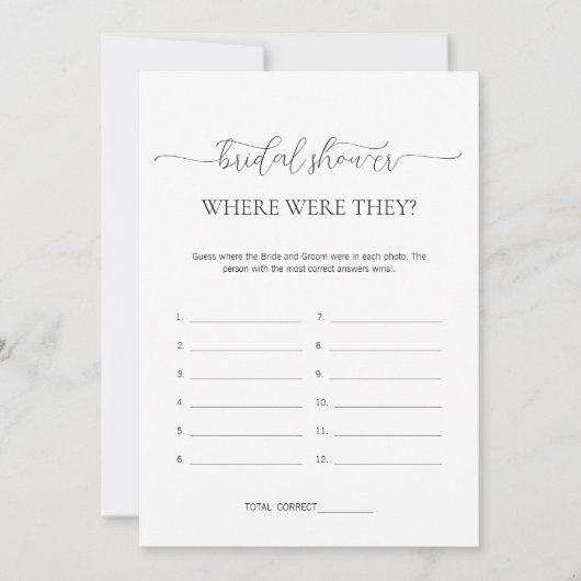 Einfache Minimalität, wo sie Brautparty-Spiel ware Einladung (Vorderseite)