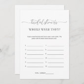 Einfache Minimalität, wo sie Brautparty-Spiel ware Einladung (Vorne/Hinten)