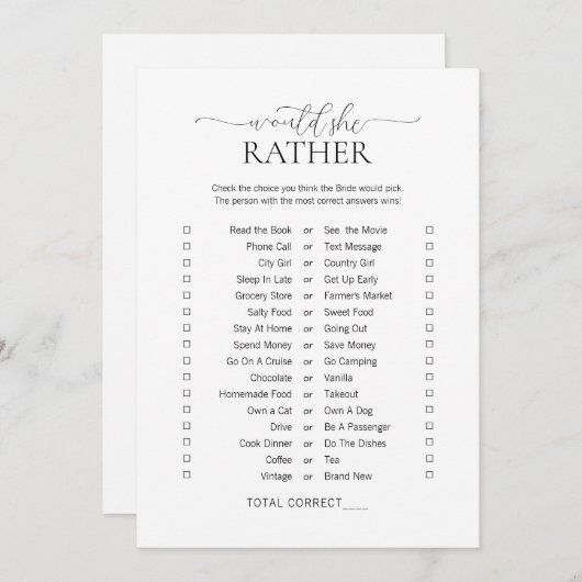 Einfache Minimalität würde sie eher Brautparty spi Einladung (Vorne/Hinten)