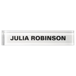 EINFACHE MINIMALSCHWARZE UND WEISSE PERSONALISIERT NAMENSPLAKETTE