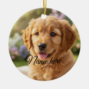 Einfache Minimalvorlage für Haustiernamen-Foto von Keramik Ornament