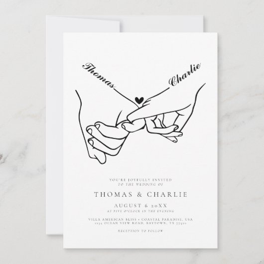 Einfache MinimalWedding Einladung (Vorderseite)